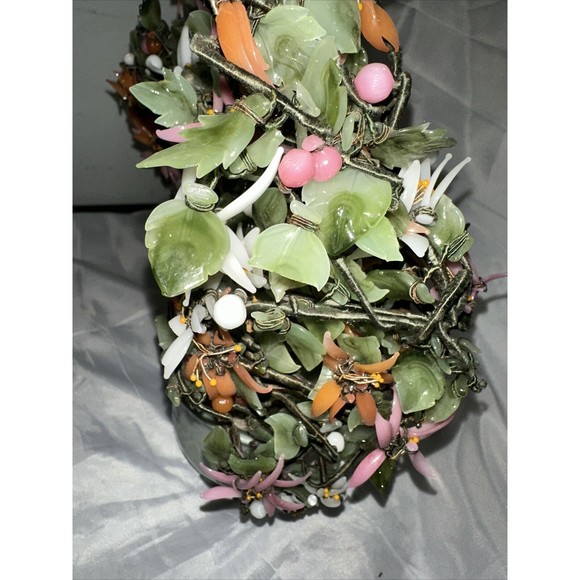 Vintage Chinese Jade Quartz Stone Glass Bonsai Tree Pink  Slight damage See Pics - Picture 11 of 16